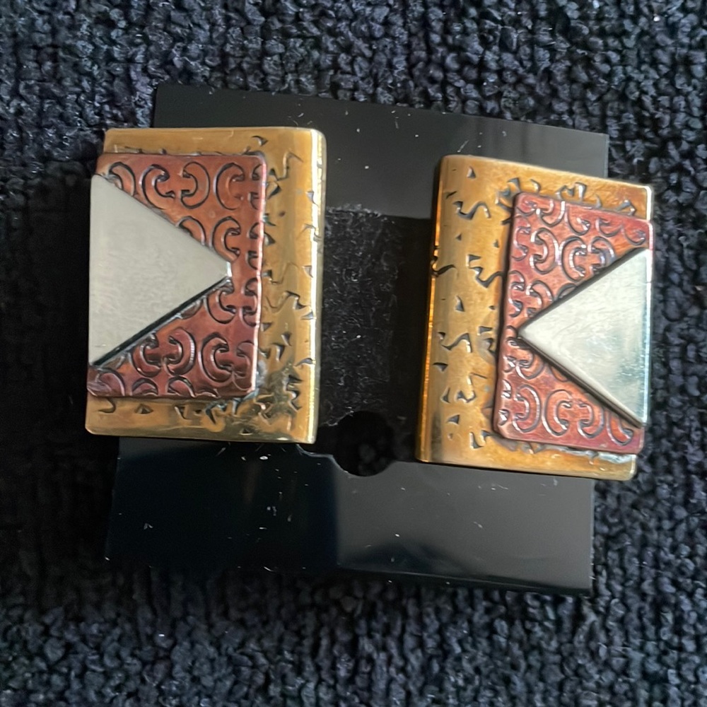 Handmade earrings made of brass,copper and silver
